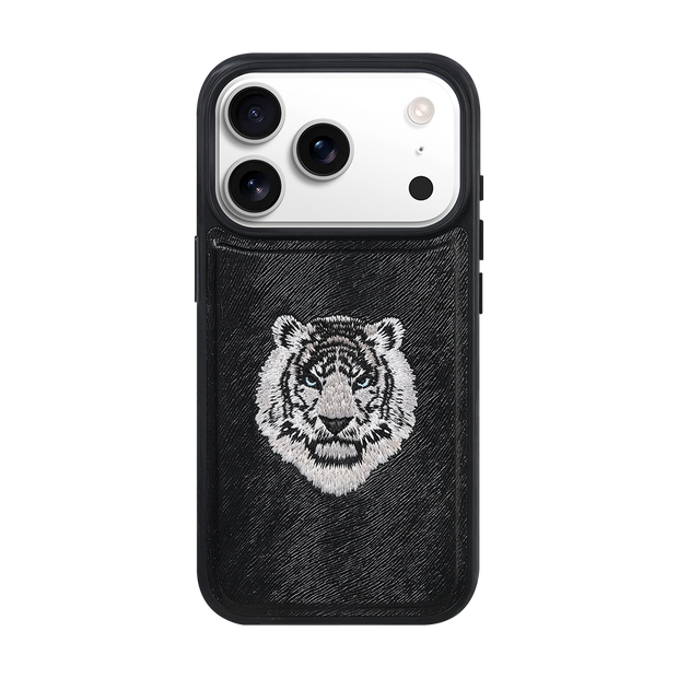 MAGSAFE EMBROIDERY CASE - WHITE TIGER/BLACK (EMBROIDERY CASE)