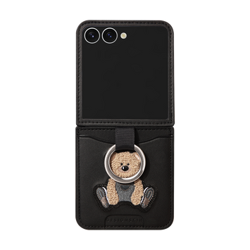 RING GRIP EMBROIDERY POCKET CASE - BEAR/BLACK (RING GRIP POCKET CASE)