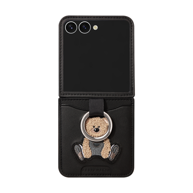 RING GRIP EMBROIDERY POCKET CASE - BEAR/BLACK (RING GRIP POCKET CASE)