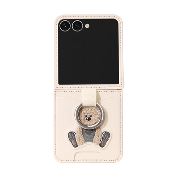 RING GRIP EMBROIDERY POCKET CASE - BEAR/IVORY (RING GRIP POCKET CASE)