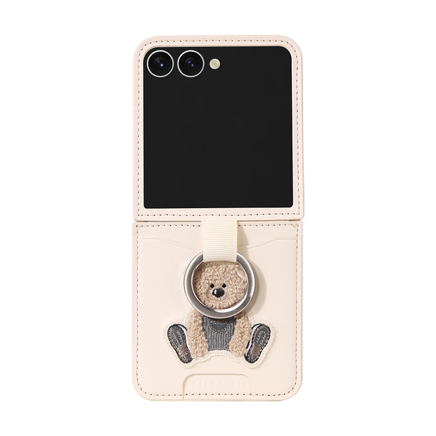 RING GRIP EMBROIDERY POCKET CASE - BEAR/IVORY (RING GRIP POCKET CASE)