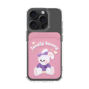 MAGSAFE RETRO EMBROIDERY WALLET - PINK/BUNNY/PINK (MAGSAFE LEATHER POCKET)