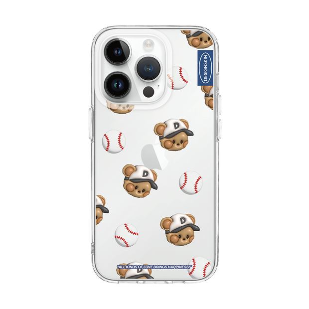 RETRO - BASEBALL PATTERN/TEDDY (CLEAR CASE)