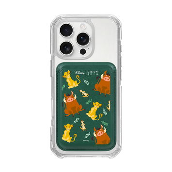 [DISNEY] THE LION KING - PATTERN SIMBA FRIENDS/GREEN (MAGSAFE LEATHER POCKET)