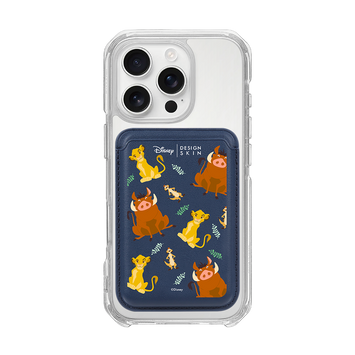[DISNEY] THE LION KING - PATTERN SIMBA FRIENDS/NAVY (MAGSAFE LEATHER POCKET)