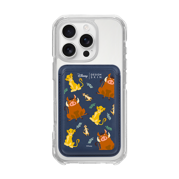 [DISNEY] THE LION KING - PATTERN SIMBA FRIENDS/NAVY (MAGSAFE LEATHER POCKET)
