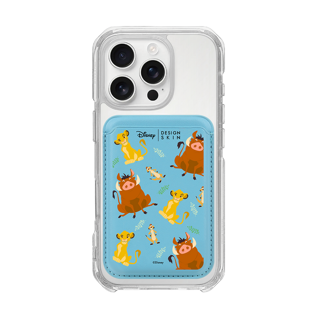 [DISNEY] THE LION KING - PATTERN SIMBA FRIENDS/BLUE (MAGSAFE LEATHER POCKET)