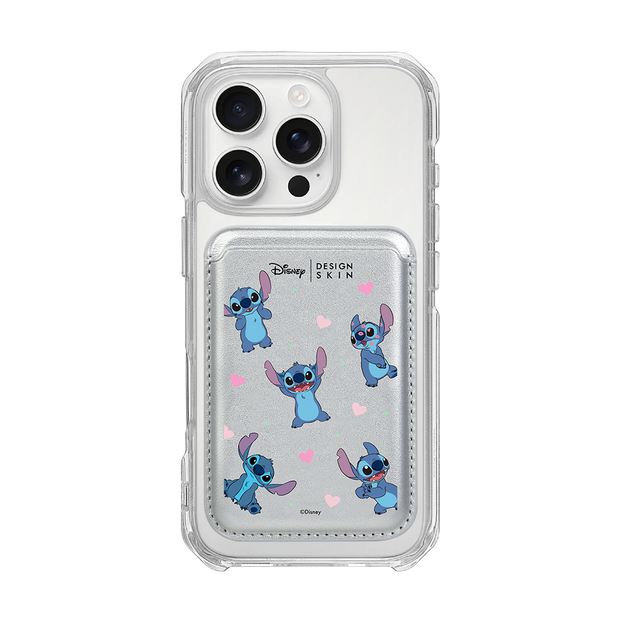 [DISNEY] STITCH - PATTERN STITCH/SILVER (MAGSAFE LEATHER POCKET)