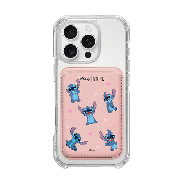[DISNEY] STITCH - PATTERN STITCH/PINK (MAGSAFE LEATHER POCKET)