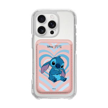 [DISNEY] STITCH - FULL HEART STITCH/PINK (MAGSAFE LEATHER POCKET)