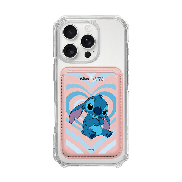 [DISNEY] STITCH - FULL HEART STITCH/PINK (MAGSAFE LEATHER POCKET)