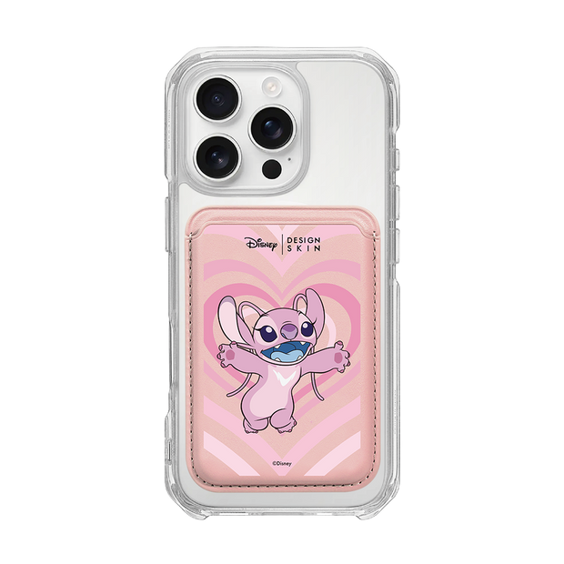 [DISNEY] STITCH - FULL HEART ANGEL/PINK (MAGSAFE LEATHER POCKET)