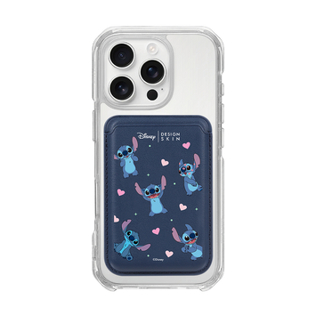 [DISNEY] STITCH - PATTERN STITCH/NAVY (MAGSAFE LEATHER POCKET)