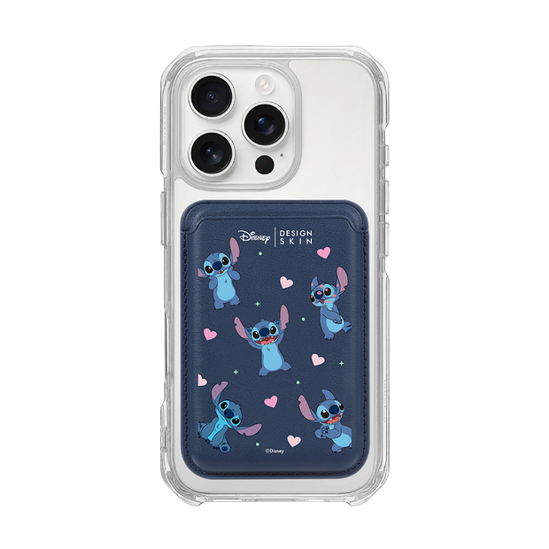 [DISNEY] STITCH - PATTERN STITCH/NAVY (MAGSAFE LEATHER POCKET)