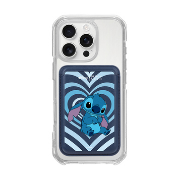 [DISNEY] STITCH - FULL HEART STITCH/NAVY (MAGSAFE LEATHER POCKET)