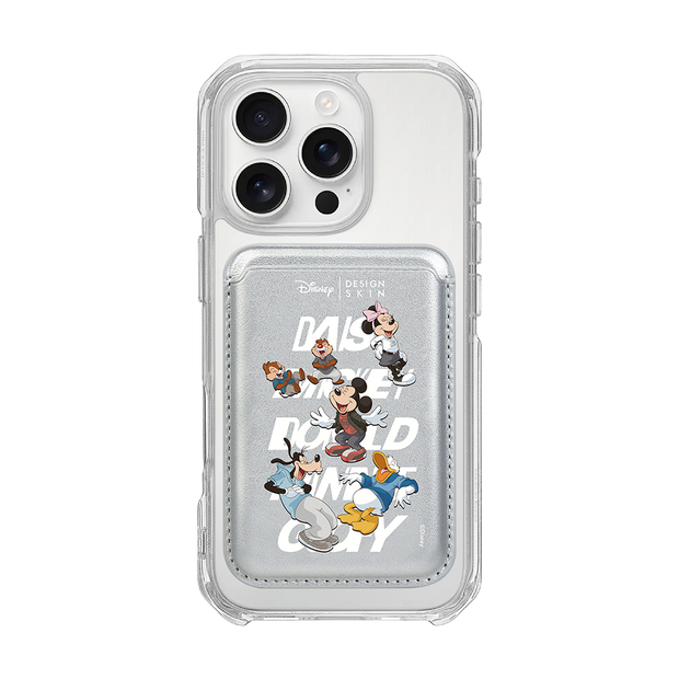 MAGSAFE LEATHER POCKET - STREET MICKEY FRIENDS / SILVER/SILVER (MAGSAFE LEATHER POCKET)