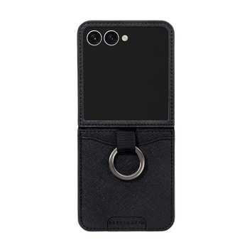 RING GRIP POCKET CASE - SAFFIANO/BLACK (RING GRIP POCKET CASE) (Galaxy Z Flip7)