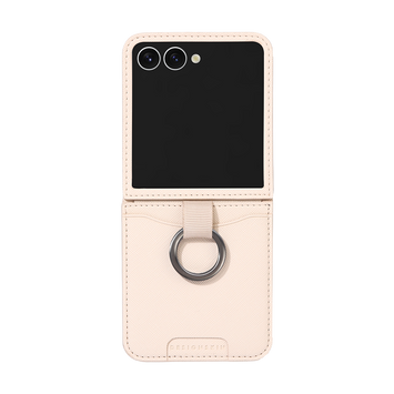RING GRIP POCKET CASE - SAFFIANO/IVORY (RING GRIP POCKET CASE) (Galaxy Z Flip7)