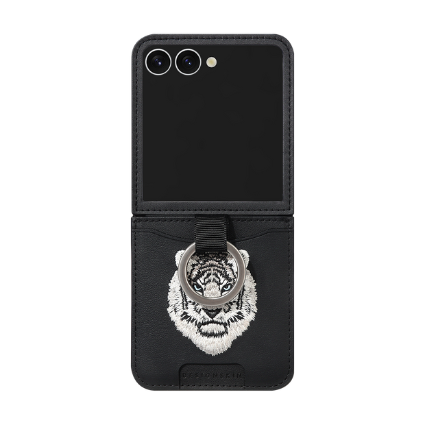 RING GRIP EMBROIDERY POCKET CASE - WHITE TIGER/BLACK (RING GRIP POCKET CASE)