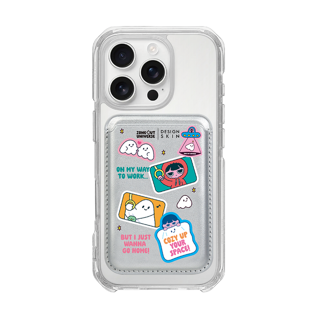 MUNG GIRL - STICKER MUNG GIRL AND BLANKY / SILVER/SILVER (MAGSAFE LEATHER POCKET)