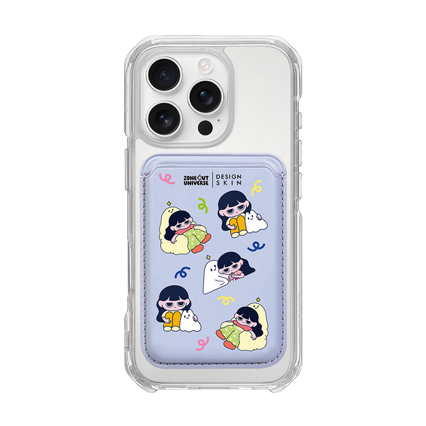 MUNG GIRL - PATTERN MUNG GIRL AND BLANKY / LAVENDER/LAVENDER (MAGSAFE LEATHER POCKET)
