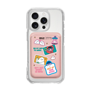 MUNG GIRL - STICKER MUNG GIRL AND BLANKY / PINK/PINK (MAGSAFE LEATHER POCKET)