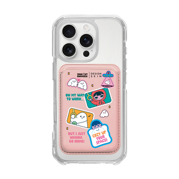MUNG GIRL - STICKER MUNG GIRL AND BLANKY / PINK/PINK (MAGSAFE LEATHER POCKET)
