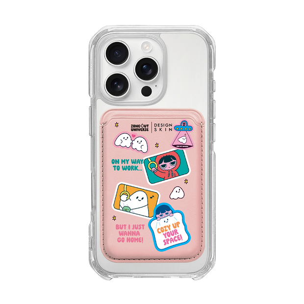 MUNG GIRL - STICKER MUNG GIRL AND BLANKY / PINK/PINK (MAGSAFE LEATHER POCKET)