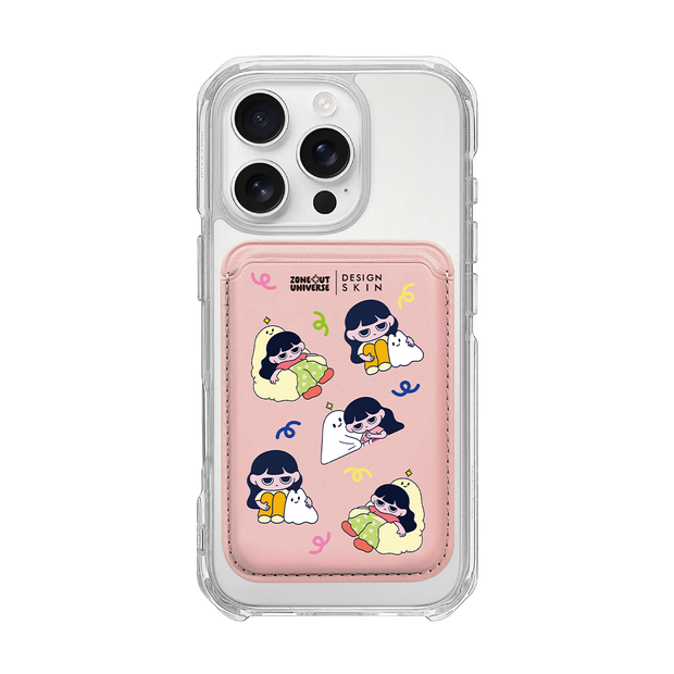 MUNG GIRL - PATTERN MUNG GIRL AND BLANKY / PINK/PINK (MAGSAFE LEATHER POCKET)