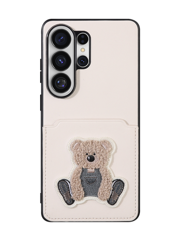 EMBROIDERY CARD POCKET PHONE CASE(CLASSIC)-IVORY/BEAR/IVORY (EMBROIDERY CASE)