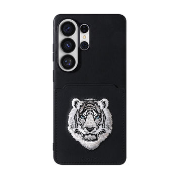 EMBROIDERY CARD POCKET PHONE CASE(BEAST)-WHITE TIGER/BLACK (EMBROIDERY CASE)