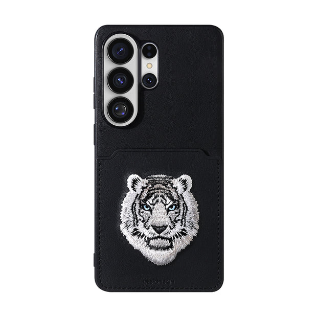 EMBROIDERY CARD POCKET PHONE CASE(BEAST)-WHITE TIGER/BLACK (EMBROIDERY CASE)