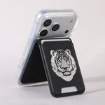 Magsafe Embroidery stand leather pocket(beast)-white tiger/WHITE